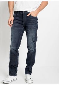 bonprix - Dżinsy bojówki ze stretchem Slim Fit Straight. Kolor: niebieski #1