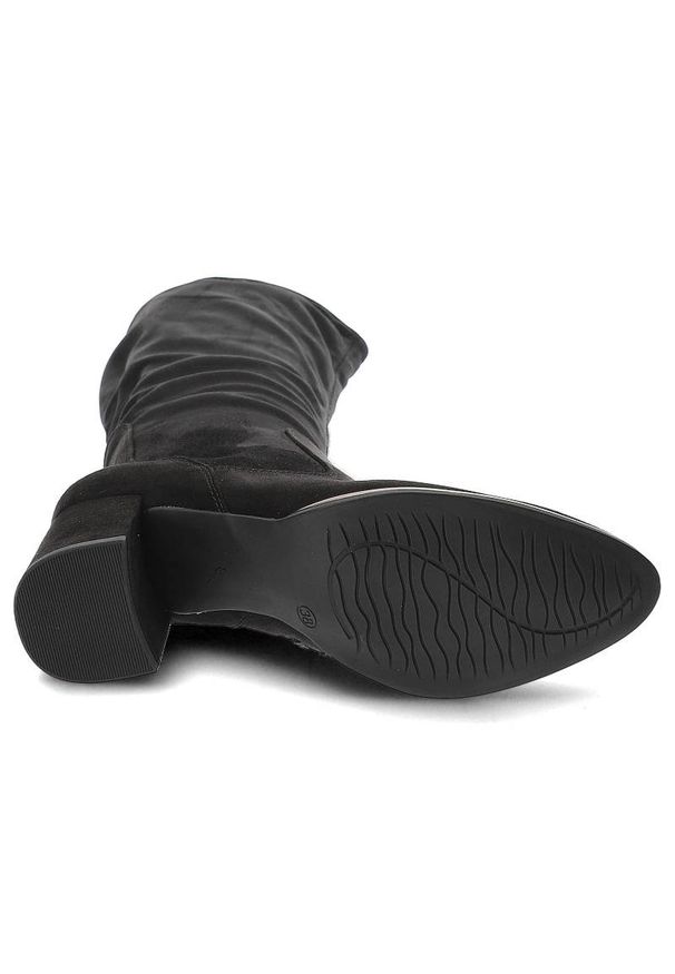 Czarne Kozaki Marco Tozzi Wygodne Eleganckie Buty Damskie. Kolor: czarny. Materiał: materiał. Styl: elegancki
