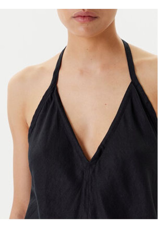 United Colors of Benetton - United Colors Of Benetton Sukienka letnia 4AGHDV0BF Czarny Regular Fit. Kolor: czarny. Materiał: len. Sezon: lato