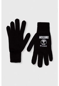 MOSCHINO - Moschino rękawiczki wełniane damskie kolor czarny. Kolor: czarny. Materiał: wełna #1