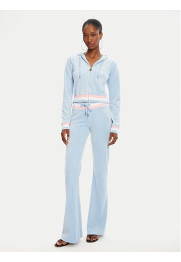 Juicy Couture Bluza Velour Crop JCWAS225351 Błękitny Regular Fit. Kolor: niebieski. Materiał: welur, syntetyk