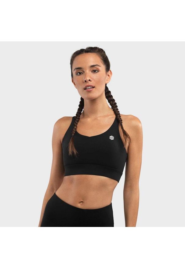 SIROKO - Stanik sportowy Fitness Damski Pacemaker- Wysokie wsparcie. Kolor: czarny. Materiał: tkanina, nylon. Sport: fitness