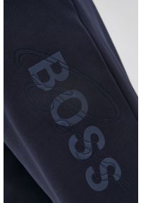 BOSS - Boss Spodnie bawełniane 50465550 męskie kolor granatowy z nadrukiem. Kolor: niebieski. Materiał: bawełna. Wzór: nadruk #4