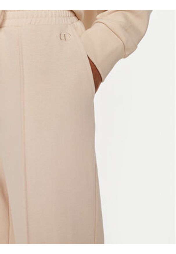 TwinSet - TWINSET Spodnie palazzo 242TP2492 Écru Relaxed Fit. Materiał: bawełna