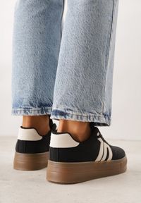 Renee - Czarne Sneakersy w Stylu Klasycznych Tenisówek na Grubej Podeszwie Yenoinne. Kolor: czarny #6