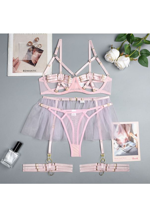 Intica - Komplet bielizny z wycięciami na specjalne okazje Emelyne. Kolor: różowy. Materiał: materiał