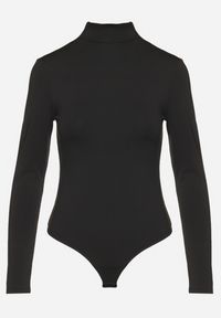 Born2be - Czarne Prążkowane Body z Półgolfem i Dodatkiem Wiskozy Naonaya. Kolor: czarny. Materiał: wiskoza, prążkowany #5