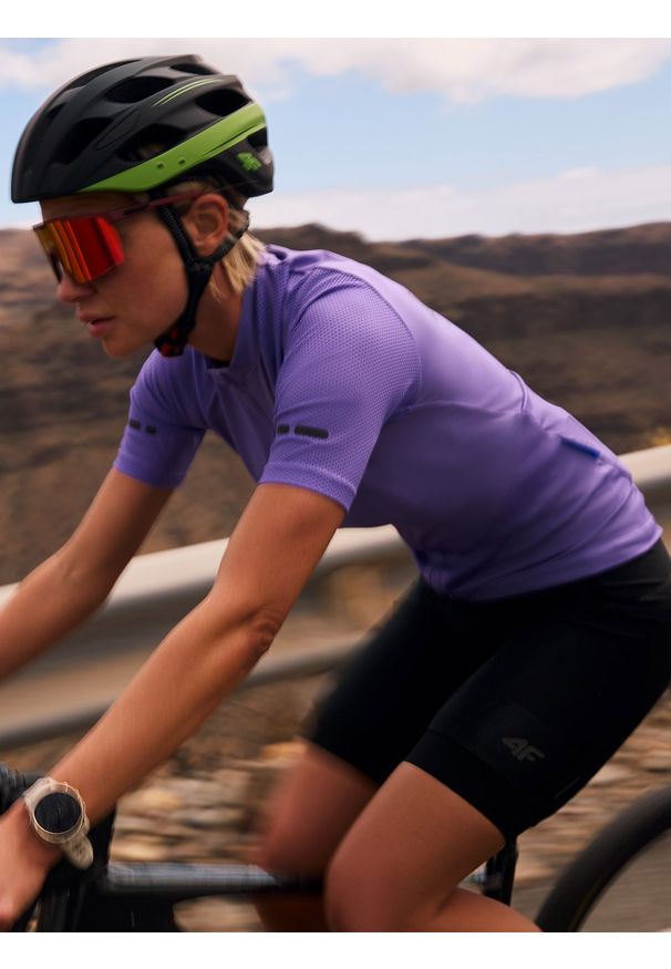 4f - 4F Koszulka kolarska damska - fioletowa L. Kolor: fioletowy. Długość rękawa: raglanowy rękaw. Sport: kolarstwo