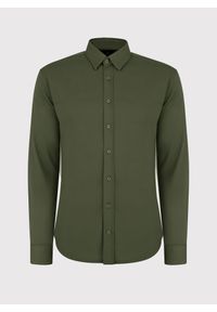Pako Lorente - PAKO LORENTE – Zielona bawełniana koszula męska. Kolor: beżowy, zielony. Materiał: bawełna. Długość rękawa: długi rękaw. Długość: długie. Wzór: gładki #4