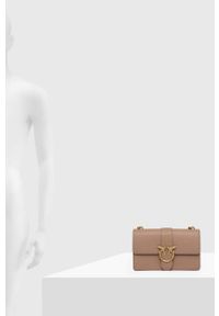 Pinko torebka skórzana kolor beżowy. Kolor: beżowy. Materiał: skórzane #4