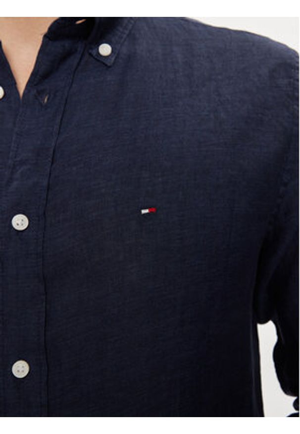 TOMMY HILFIGER - Tommy Hilfiger Koszula MW0MW34602 Granatowy Regular Fit. Kolor: niebieski. Materiał: len