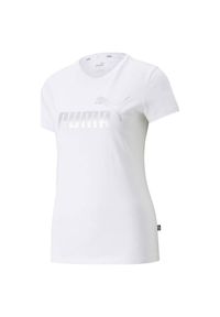 Puma - T-shirt Damski Metalik Logo Essentials. Kolor: biały