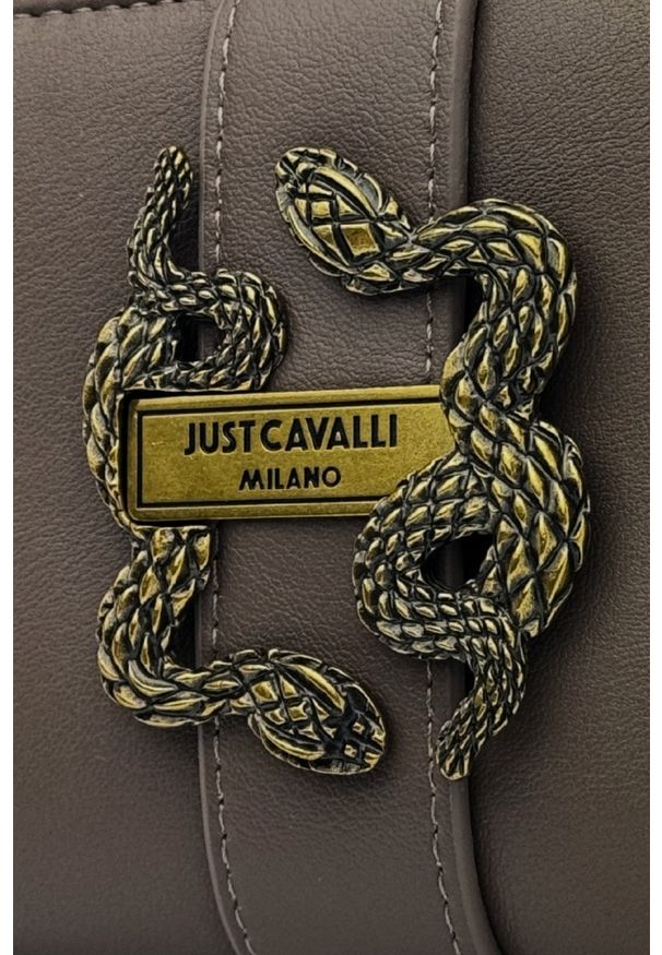 Just Cavalli - JUST CAVALLI Damski portfel w kolorze taupe Iconic Snakes - Style 15. Kolor: beżowy. Materiał: skóra ekologiczna