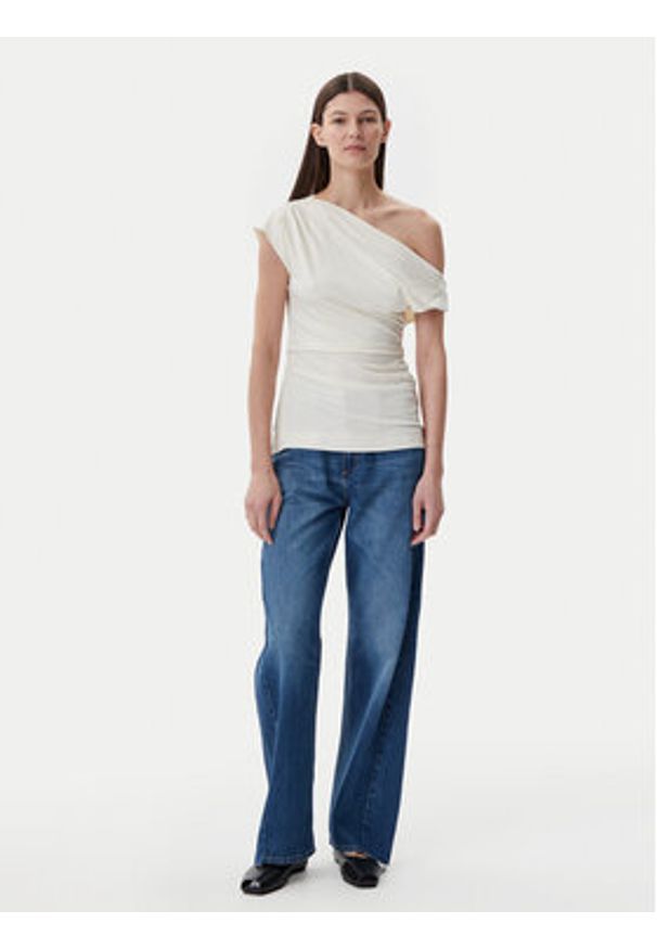 BOSS Bluzka Etrima2 50540862 Beżowy Slim Fit. Kolor: beżowy. Materiał: wiskoza