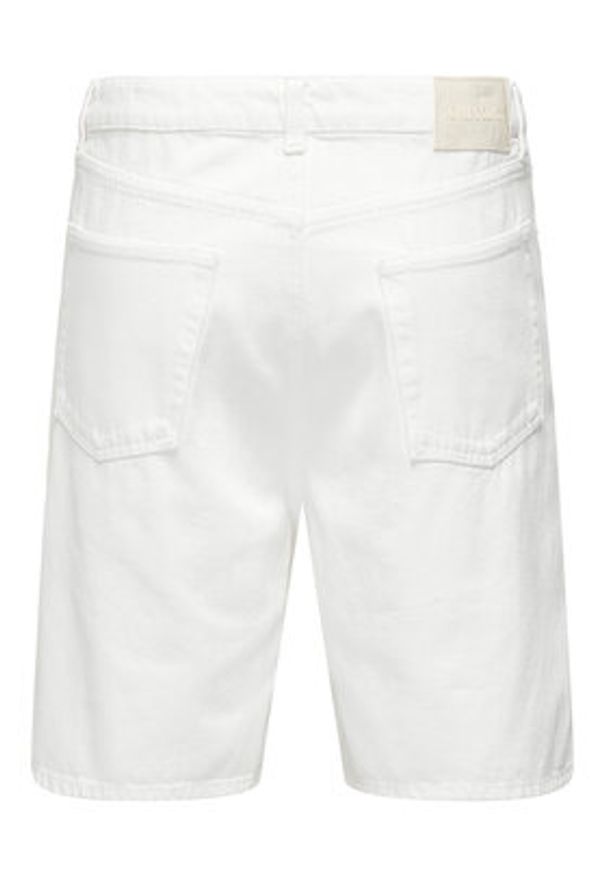 Only & Sons Szorty jeansowe Fade 22031662 Biały Loose Fit. Kolor: biały. Materiał: bawełna