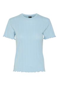 Pieces T-Shirt Fia 17155480 Błękitny Regular Fit. Kolor: niebieski. Materiał: syntetyk