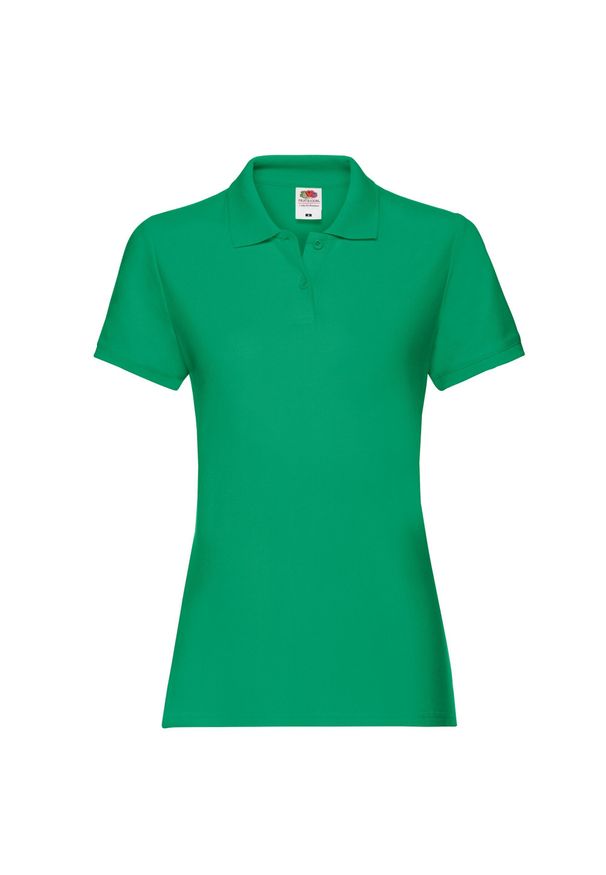 FRUIT OF THE LOOM - Damska Koszulka Polo Premium. Typ kołnierza: polo. Kolor: zielony