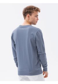 Ombre Clothing - Bluza męska bez kaptura B1153 - niebieska - XXL. Typ kołnierza: bez kaptura. Kolor: niebieski. Materiał: jeans, bawełna, poliester. Styl: klasyczny, elegancki #5