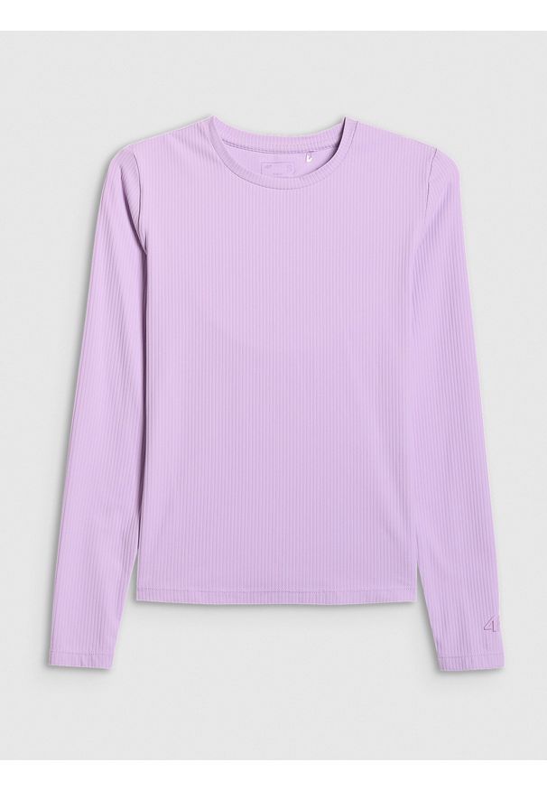 4f - 4F Longsleeve slim z prążkowanej dzianiny damski - fioletowy XS. Kolor: fioletowy. Materiał: prążkowany, dzianina. Długość rękawa: długi rękaw