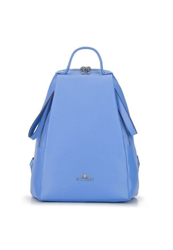 Wittchen - Damski plecak skórzany minimalistyczny. Kolor: niebieski. Materiał: skóra. Styl: elegancki