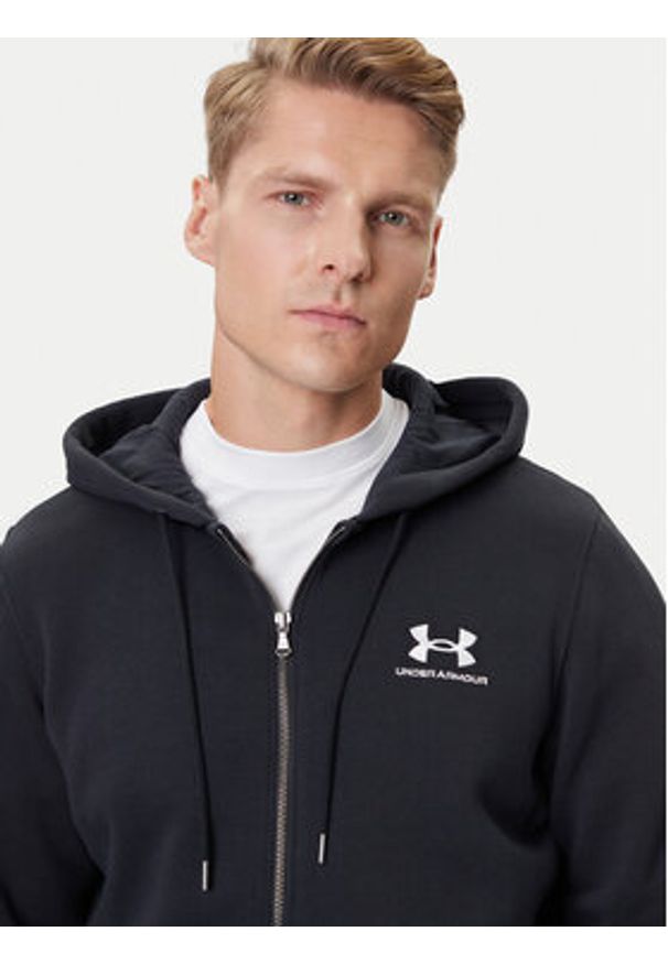 Under Armour Bluza UA Essential Fleece FZ Hood 1373881 Czarny Regular Fit. Kolor: czarny. Materiał: bawełna