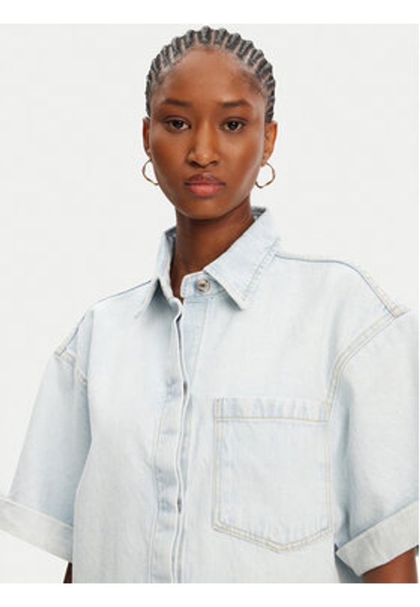 ACCESS FASHION Koszula jeansowa 53-8031-580 Niebieski Loose Fit. Kolor: niebieski. Materiał: bawełna