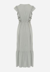 Born2be - Miętowa Sukienka Lasthusa. Kolor: miętowy. Materiał: koronka. Długość rękawa: bez rękawów. Sezon: lato. Typ sukienki: kopertowe. Styl: boho, wakacyjny. Długość: mini #8