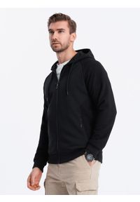 Ombre Clothing - Bluza męska rozpinana z kapturem - czarna V5 - Rozmiar: XXL. Typ kołnierza: kaptur. Kolor: czarny. Materiał: tkanina, poliester, bawełna. Wzór: nadruk #1