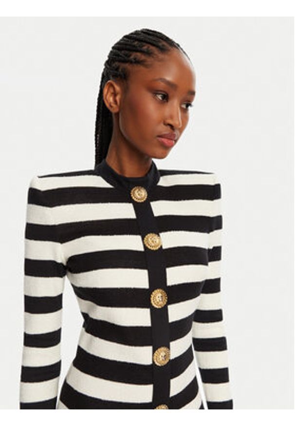 Balmain Sukienka dzianinowa DF1R9193JI70 Czarny Regular Fit. Kolor: czarny. Materiał: syntetyk