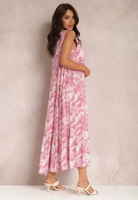Renee - Różowa Sukienka Fumezi. Kolor: różowy. Materiał: tkanina. Długość rękawa: na ramiączkach. Wzór: aplikacja. Styl: klasyczny. Długość: maxi #3