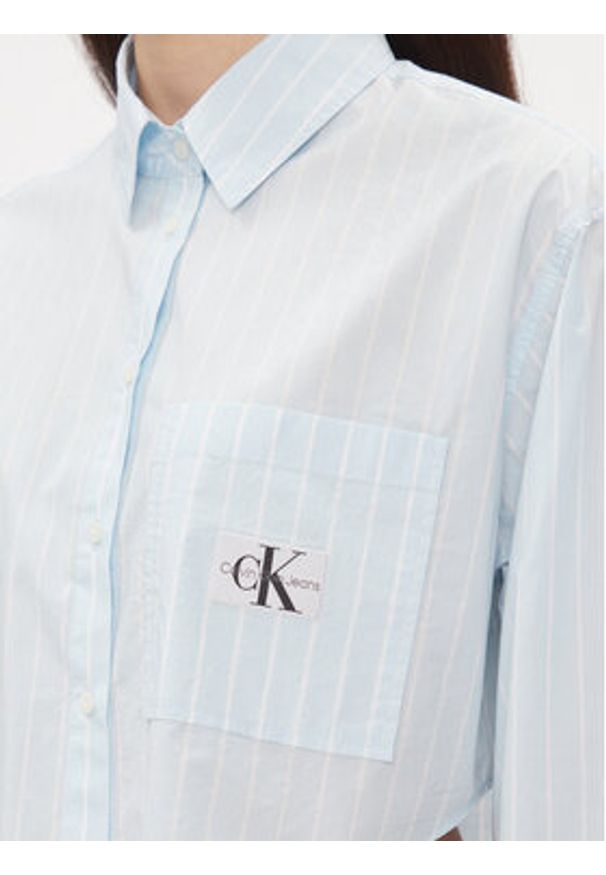 Calvin Klein Jeans Koszula J20J222614 Niebieski Cropped Fit. Kolor: niebieski. Materiał: bawełna