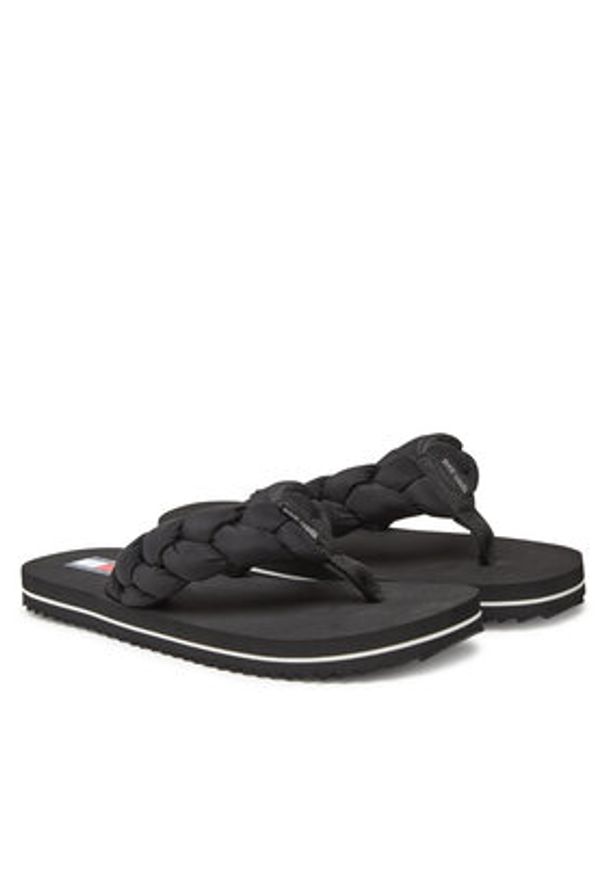 Tommy Jeans Japonki Braided Thong Beach Sandal EN0EN02877 Czarny. Kolor: czarny. Materiał: materiał