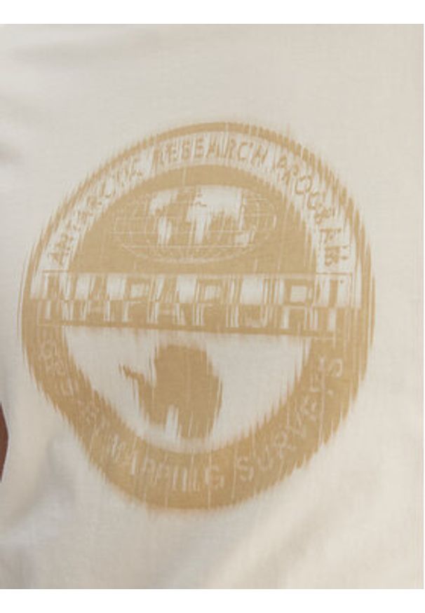 Napapijri T-Shirt S-Mahsa NP0A4FZB Écru Regular Fit. Kolor: kremowy. Materiał: bawełna