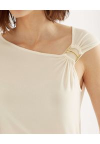 Lauren Ralph Lauren - LAUREN BY RALPH LAUREN - Asymetryczna bluzka ecru z ozdobną klamrą. Kolor: biały #3