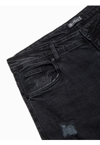 Ombre Clothing - Spodnie męskie jeansowe SKINNY FIT - czarne P1060 - XXL. Kolor: czarny. Materiał: jeans #5
