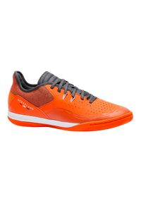 IMVISO - Buty do piłki nożnej halowej Kipsta Eskudo 500 Barrio Holandia. Kolor: czerwony, pomarańczowy, wielokolorowy. Materiał: kauczuk, materiał. Wzór: gładki
