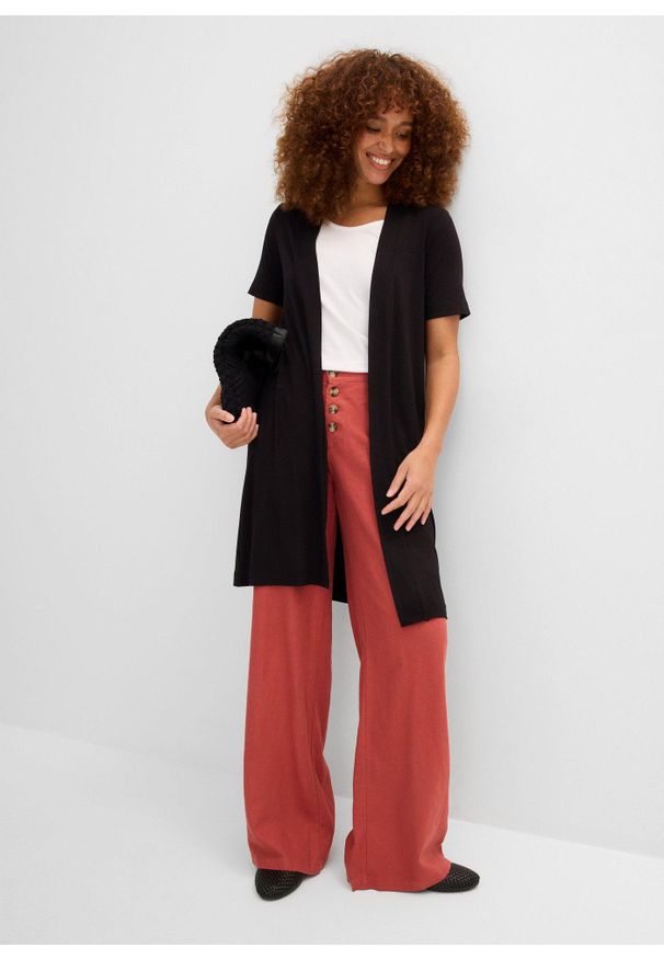 bonprix - Kardigan z miękkiej wiskozy. Kolor: czarny. Materiał: wiskoza. Długość: długie