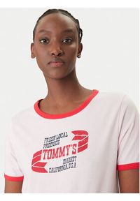 Tommy Jeans T-Shirt Wavy Flag Contrast Ringer DW0DW22306 Różowy Regular Fit. Kolor: różowy. Materiał: bawełna #3