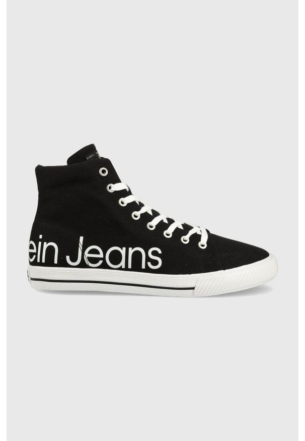 Calvin Klein Jeans trampki YM0YM00308.BDS męskie kolor czarny. Nosek buta: okrągły. Zapięcie: sznurówki. Kolor: czarny. Materiał: guma. Szerokość cholewki: normalna