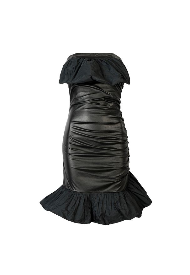 Pinko Sukienka "Stranamore". Materiał: skóra ekologiczna. Wzór: aplikacja. Typ sukienki: dopasowane. Długość: mini