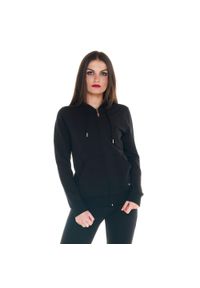 LEONE 1947 APPAREL - Damska podstawowa bluza z kapturem i zamkiem. Typ kołnierza: kaptur. Kolor: czarny. Materiał: tkanina. Sport: fitness