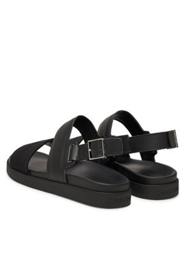 Calvin Klein Sandały Back Strap W/ Buckle Logo HM0HM01742 Czarny. Kolor: czarny. Materiał: skóra