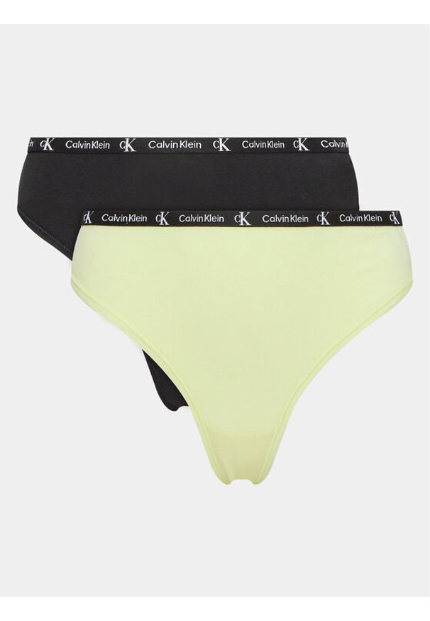 Calvin Klein Underwear Komplet 2 par stringów 000QD3990E Kolorowy. Materiał: bawełna. Wzór: kolorowy