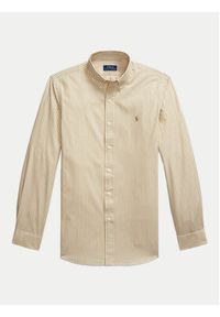 Polo Ralph Lauren Koszula 710929346014 Beżowy Custom Fit. Typ kołnierza: polo. Kolor: beżowy. Materiał: bawełna #3