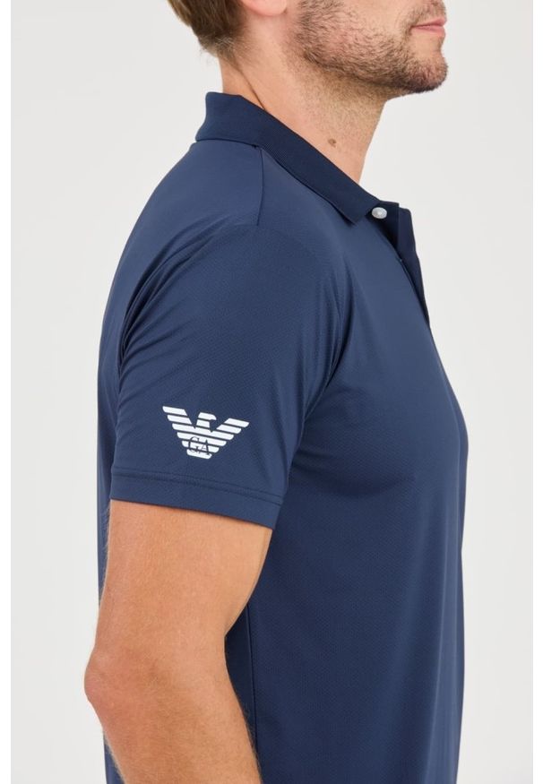 EA7 Emporio Armani - EA7 Granatowa męska koszulka polo Ventus 7, Rozmiar M. Typ kołnierza: polo. Kolor: niebieski