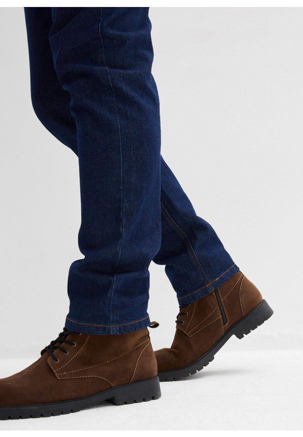 bonprix - Jeansy z elastycznymi wstawkami w talii, classic fit, prosta nogawka. Stan: podwyższony. Kolor: niebieski