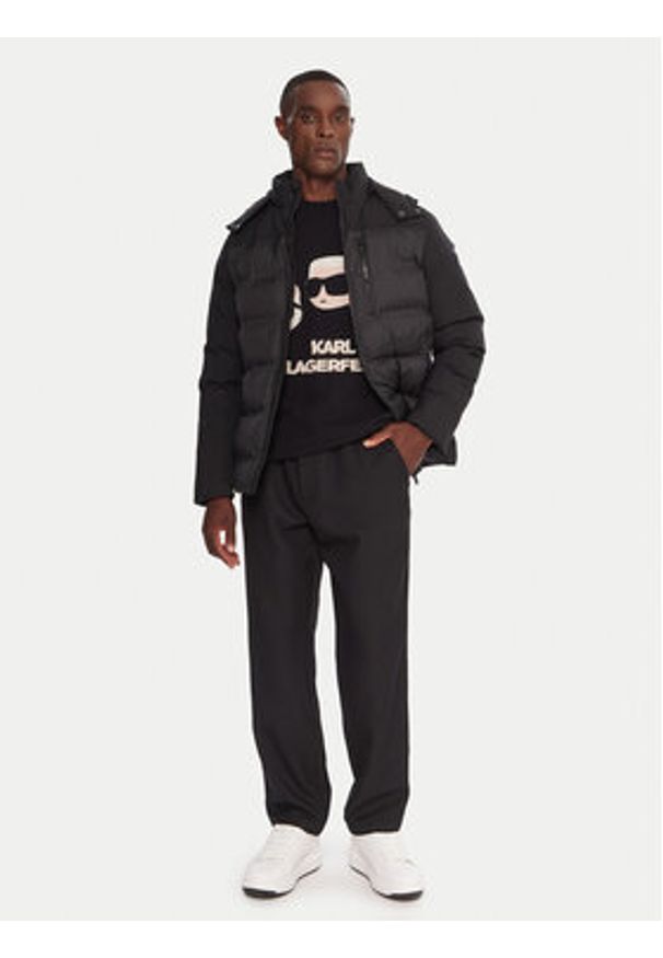 Karl Lagerfeld - KARL LAGERFELD Kurtka zimowa 505029 554596 Czarny Regular Fit. Typ kołnierza: dekolt w karo. Kolor: czarny. Materiał: syntetyk. Sezon: zima