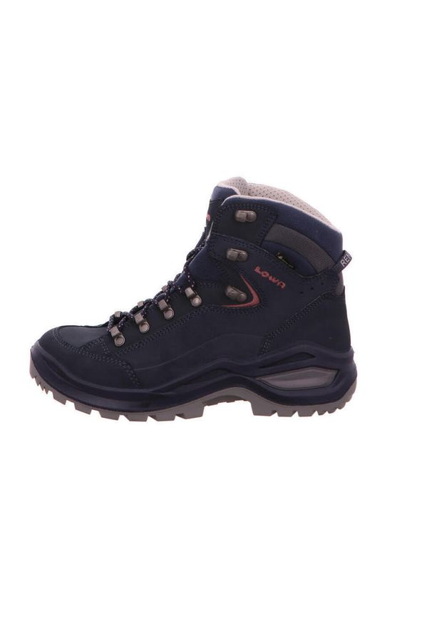 Buty trekkingowe damskie Lowa Renegade Evo Mid Gtx. Wysokość cholewki: za kostkę. Zapięcie: sznurówki. Kolor: niebieski. Materiał: skóra. Szerokość cholewki: normalna
