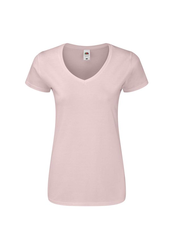 FRUIT OF THE LOOM - Koszulka Damska Z Dekoltem W Kształcie Litery V. Typ kołnierza: dekolt w kształcie V. Kolor: różowy. Sport: turystyka piesza