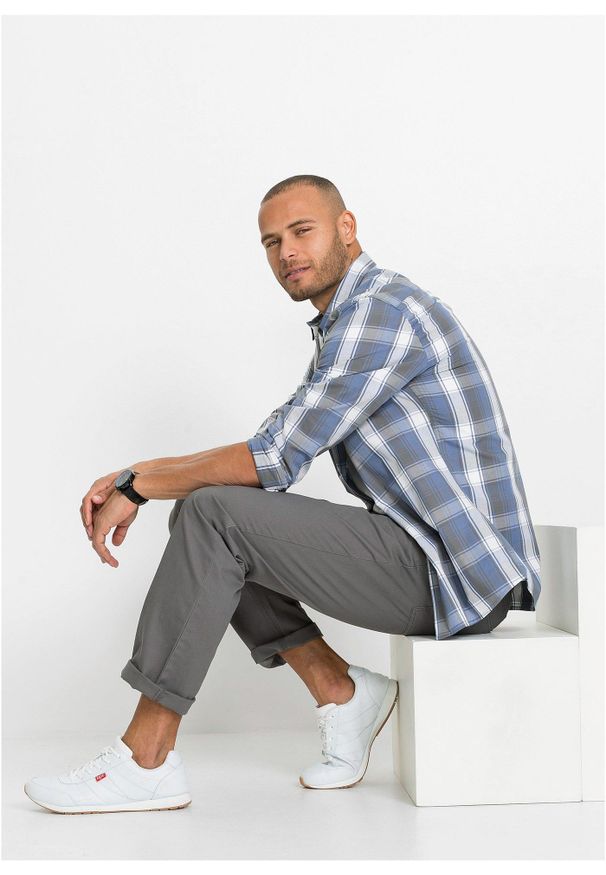 bonprix - Spodnie z gumką w talii regular fit, prosta nogawka (2 pary). Kolor: niebieski